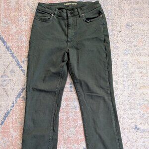 Lands End mid rise curvy straight jean, dark green